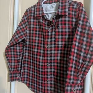 Calvin Klein Red, Black & Gray Plaid Button-Down Shirt